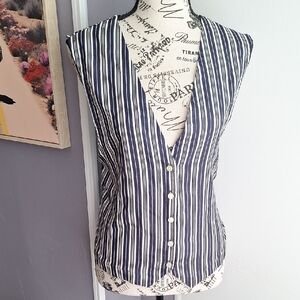 Vintage Jaclyn Smith Blue And Cream Vest